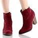 Breckelle's Heather-34W Faux Suede Chunky Heel Synthetic Ankle Boots for Women Wine Suede 8