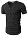 Doublju Mens Henley T-shirts with Short Sleeve CHARCOAL (US-M)