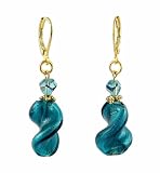 Earrings - E229 - Murano Style Glass - Twist ~ Teal