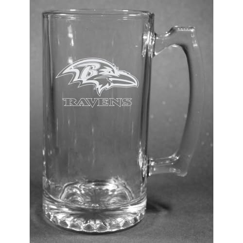 NFL Baltimore Ravens Laser Etched 27oz Glass Beer Mug
