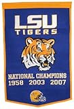 LSU Tigers 2007 National Champion 24x36 Dynasty Wool Banner - College Athletics Sports Merchandise
