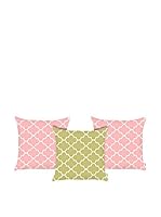 Apolena Set Funda De Cojín 3 Uds. (Verde/Blanco/Rosa)