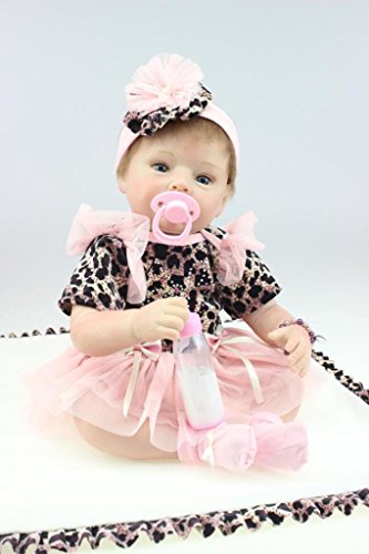 Npkdoll Reborn Baby Doll Soft Silicone 22inch 55cm Magnetic Mouth Lovely Lifelike Cute Boy Girl Toy Big Eye Black Dress