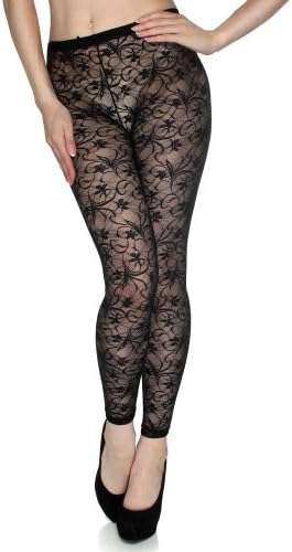 Simplicity Super Chic Leggings in Full Lace, Sheer Leg Detail, Black