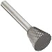 PFERD Inverted Taper Carbide Bur, Uncoated (Bright) Finish, Double Cut, Plain End