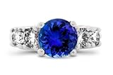 3.10 Ct Platinum Round Tanzanite and Diamond Ring