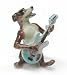 NORTHERN ROSE Greyhound Dog w Blue Bass GUITAR Porcelain Tiny NEW MB018