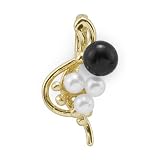 Black Coral Pendant with Pearl in 14K Yellow Gold