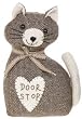 Country Home Collection, Brown / Beige Tweed Fabric Door Stop - Cat Design