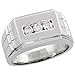 14 Karat Weissgold Rechteckige Herren Diamanten Ring, mit 0.39 Karat Brilliantschliff Diamanten, (11mm) breit