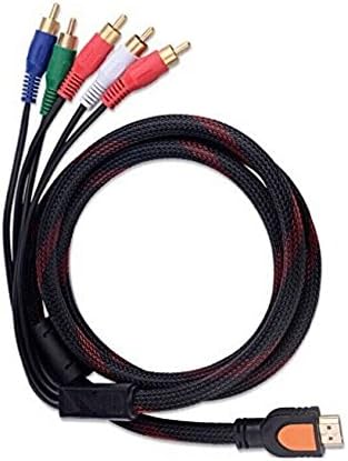 Mabely 5Feet 1.5m HD 1080P HDMI Male to 5RCA Video Audio AV Converter Adapter Cable For HDTV DVD and most LCD Projectors(not for PS4)