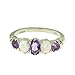 Sterling Silver Ladies Amethyst and Opal Ring title=