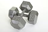 USA Sports Hex Style Solid One Piece Construction Gray Baked Polyester Finish Dumbbell (70-Pound)