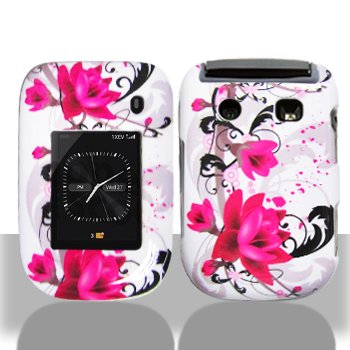 Blackberry 9670 Style Red Flower on White Snap On Hard Cover Phone Cover Protector (free ESD Shield Bag, Ship in Carton Box)