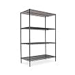 Alera Wire Shelving Starter Kit, 4 Shelves, 48w x 24d x 72h, Black