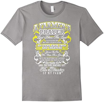 Men's Farmer  T-shirt , A Farmer's Prayer. Lord bless this Land. T 2XL Slate