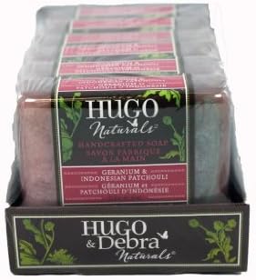 Hugo Naturals Bar Soap, Geranium and Indonesian Patchouli, 4 Ounce, 6 Pack