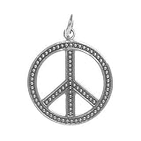 Sterling Silver Oxidized Peace Sign Pendant