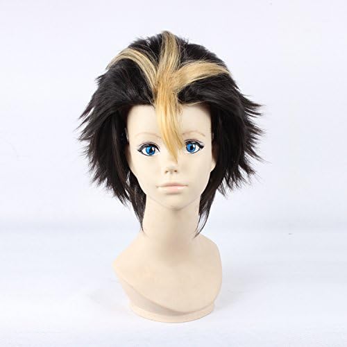 Nishinoya Yuu Haikyu!! Anime Wig, Men's Anti-Alice Short Black Highlight Milk-brown Heat Resistant Synthetic Cosplay Wigs Free Size