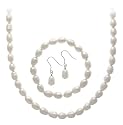 Sterling Silver Cultured Freshwater Pearl 3 Piece Jewelry Set