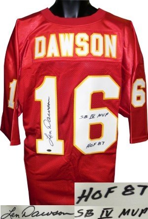 Len Dawson Autographed/Hand Signed Kansas City Chiefs Red Prostyle Jersey HOF 87 & SB IV MVP