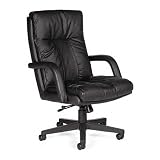 Global 3966BK450550 Troy Series Leather High Back Pneumatic Chair, Arms, Black Leather, Black Frame