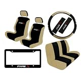 10 Piece Type X Auto Interior Racing Set - Universal Fit Mesh Fabric Low Back Bucket... 