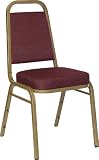 HERCULES Series Trapezoidal Back Stacking Banquet Chair with 2.5'' Thick Seat Burgundy Patterned/Gold Frame/Fabric
