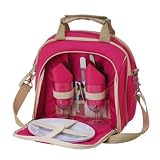  : Picknick Set PICNIC pink  mit Geschirr + K&uuml;hlf&auml;chern
