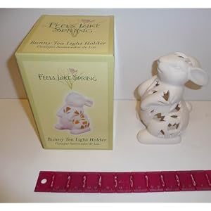 Ceramic Bunny Tealight Candle Holder, Large 6.3 Tall by 