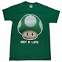 NINTENDO "MUSHROOM: GET A LIFE" Licensed Forest Green Cotton Tee