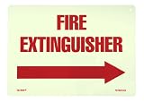 41PsvEpeoIL. SL160  Jessup FS 7520 R 210 Fire Extinguisher   Rigid Sign with Right Arrow, Red Letters on Photoluminescent Background, 10 by 14 Inch