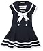 Bonnie Jean Girls 2-6x Solid Navy Short Sleeeve Nautical Dress