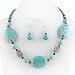 Silvertone and Imitation Turquoise Stone Necklace and Earrings Set