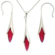 Silver Swarovski Crystal Red Ruby Birthstone Necklace Earrings Jewelry Set in Gift Box Bucasi SALE