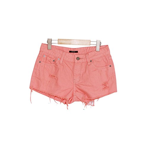 CLICK[クリック] パンツ レディース ショートパンツ デニム 短パン ダメージ クラッシュ加工 パステル