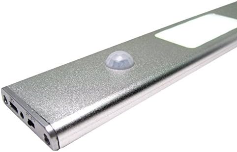Ultra thin 24 LED Light w/ Aluminium Body,Battery Operated,Motion Sensor,Auto On/Off,USB Cable,USB Cable,Built-in Magnet, Battery Operated for Kitchen/Drawer/Closet/Corridor/Stairs 16 Inch-CD6(Silver)