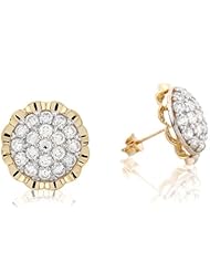 10k Real Gold Rhodium Accented CZ Beautiful Cluster Pin Post Earring