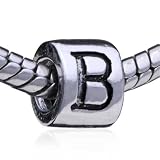 Letter B Plated European Charm Bead Fits Pandora Beads