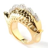 14K Gold Diamond Electroform Fish Ring