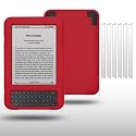 AMAZON KINDLE 3 RED SILICONE SKIN CASE WITH 6 SCREEN PROTECTORS BY CELLAPOD CASES