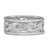 Platinum Paisley Carved Wedding Band