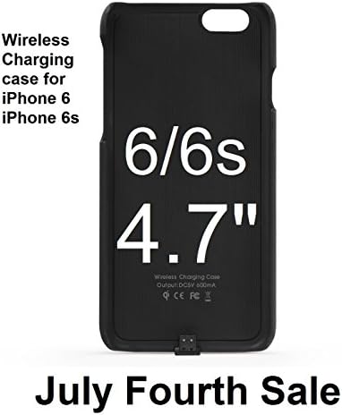 iPhone 6 6s 4.7" BMR Qi Wireless Charging Receiver Phone Case, Black Slim Charger Case - Compatible with Any Qi Wireless Charger Dock Charging Pad