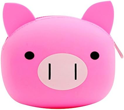 Mini Candy Color Cute Animal Change Silicone Coin Purse Case Cartoon Change Purse Pink Pig