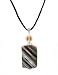 Necklace - N43 - Genuine Semi Precious Stone on 16" Silk / Satin Cord + 2" Extension Chain - Rectangular Shape ~ Black Striped Agate