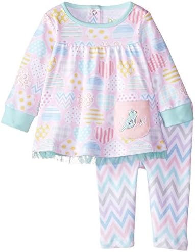 Happi by Dena Baby-Girls Newborn Heart Chevron 2 Piece Long Sleeve Set, Pink, 0-3 Months