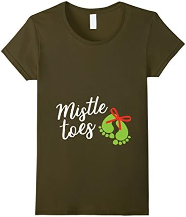 Women's Mistle Toes Mistletoes Christmas Maternity Pregnancy T-Shirt XL Olive