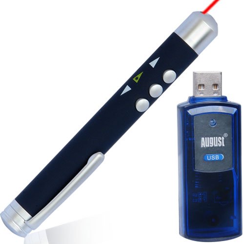 August LP102RF Wireless Presentation Laser Pointer & Page Changer - USB Stick Receiver with 512MB Memory