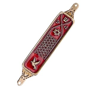 Mezuzah Traditional Red Enamel