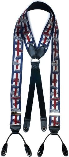 Albert Thurston Mini Silk Braces. Red/White/Blue. One Size.